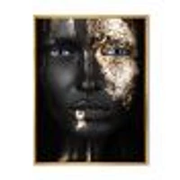 Portrait of A Afro American Girl with Gold Makeup  Wall Art