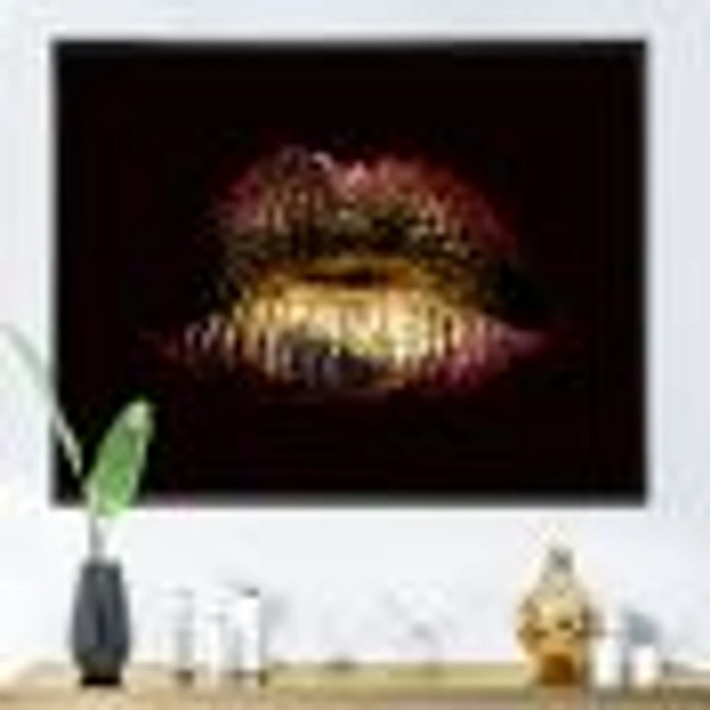 Toile « Sexy Golden Metallized Female Lips IV