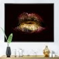 Sexy Golden Metallized Female Lips IV  Wall Art