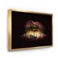 Sexy Golden Metallized Female Lips IV  Wall Art