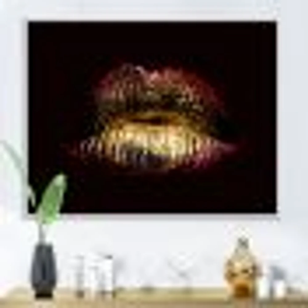 Sexy Golden Metallized Female Lips IV  Wall Art