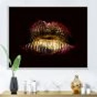 Sexy Golden Metallized Female Lips IV  Wall Art