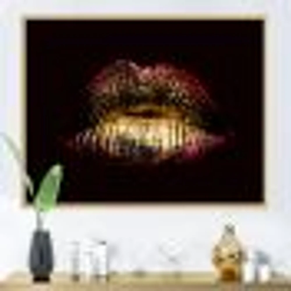 Sexy Golden Metallized Female Lips IV  Wall Art