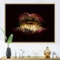 Sexy Golden Metallized Female Lips IV  Wall Art