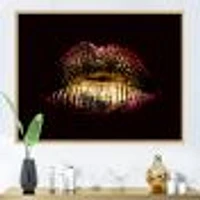 Sexy Golden Metallized Female Lips IV  Wall Art