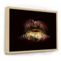 Sexy Golden Metallized Female Lips IV  Wall Art