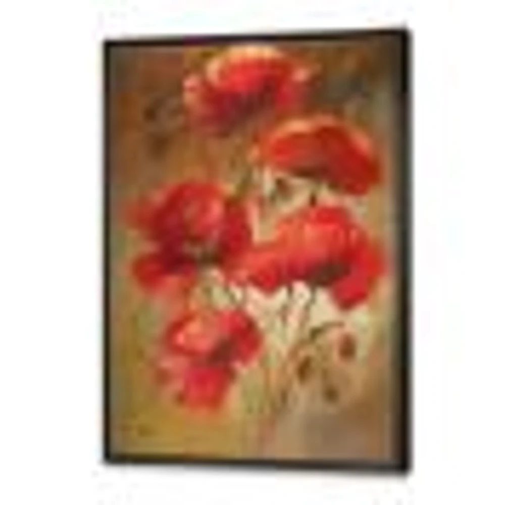 Red Blossoming Poppies IV  Wall Art