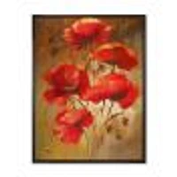 Red Blossoming Poppies IV  Wall Art