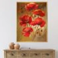 Red Blossoming Poppies IV  Wall Art