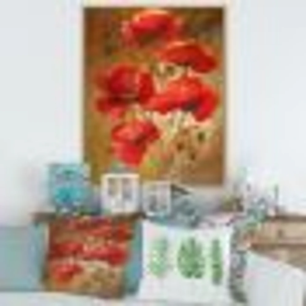 Red Blossoming Poppies IV  Wall Art