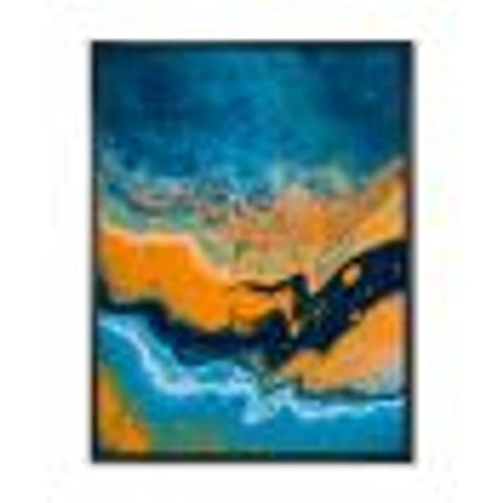 Abstract Marble Composition Blue and Orange IV  Wall Art