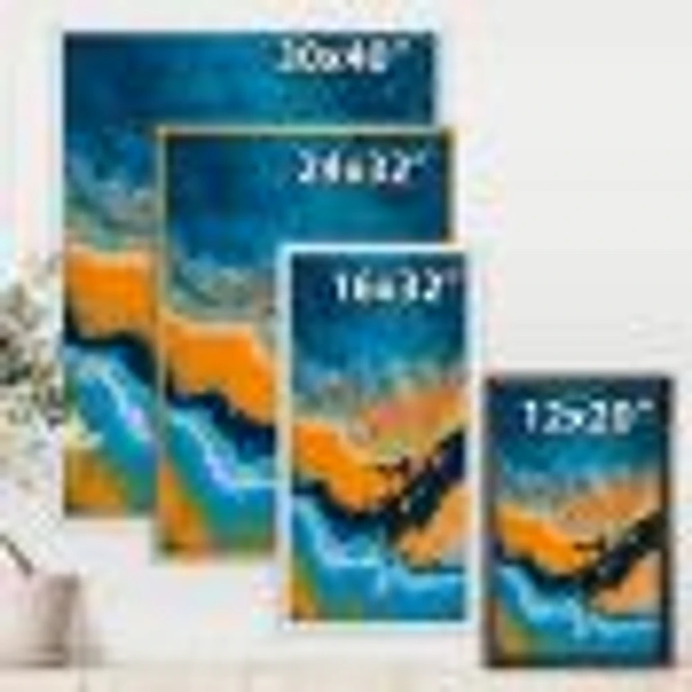 Abstract Marble Composition Blue and Orange IV  Wall Art