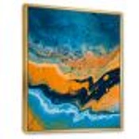 Abstract Marble Composition Blue and Orange IV  Wall Art