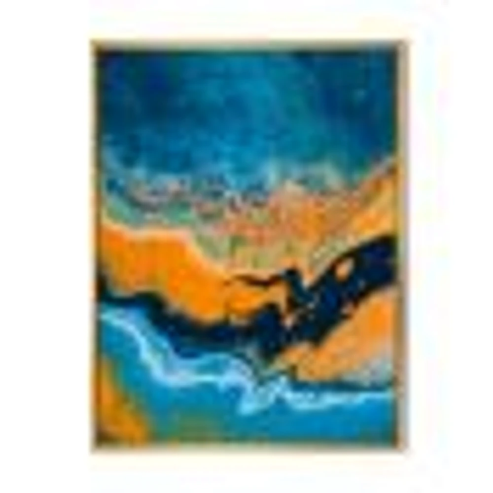 Abstract Marble Composition Blue and Orange IV  Wall Art