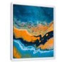 Abstract Marble Composition Blue and Orange IV  Wall Art