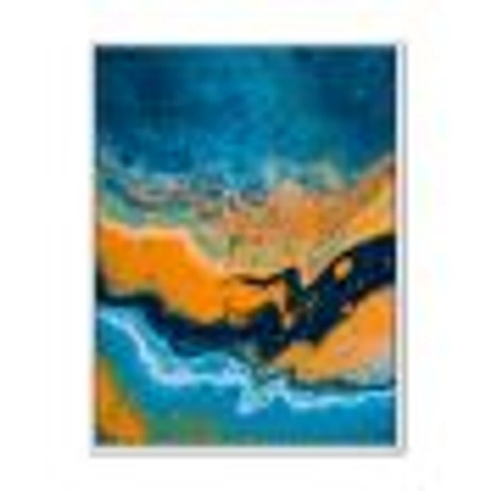 Toile « Abstract Marble Composition Blue and Orange IV »