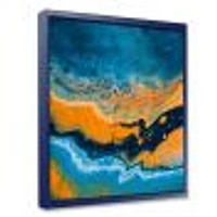 Abstract Marble Composition Blue and Orange IV  Wall Art