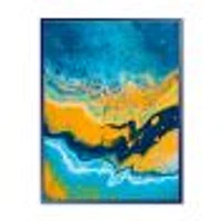 Abstract Marble Composition Blue and Orange IV  Wall Art