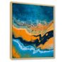 Abstract Marble Composition Blue and Orange IV  Wall Art