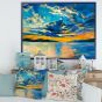 Toile « Cloudy Wide Open Sunset Over Ocean Horizon