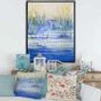 Blue Heron on The Lake Shore At Sunset  Canvas Wall Art Print