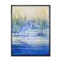 Blue Heron on The Lake Shore At Sunset  Canvas Wall Art Print