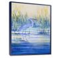Blue Heron on The Lake Shore At Sunset  Canvas Wall Art Print