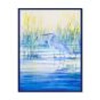 Blue Heron on The Lake Shore At Sunset  Canvas Wall Art Print
