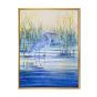 Blue Heron on The Lake Shore At Sunset  Canvas Wall Art Print