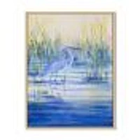 Blue Heron on The Lake Shore At Sunset  Canvas Wall Art Print