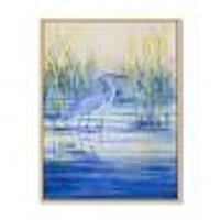 Blue Heron on The Lake Shore At Sunset  Canvas Wall Art Print