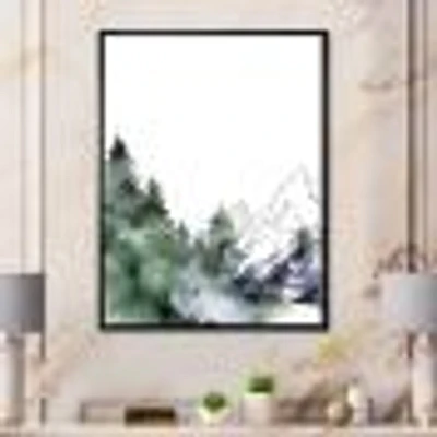 Winter Dark Blue Mountain Landscape with Trees III Canvas Wall Art Print