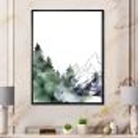 Winter Dark Blue Mountain Landscape with Trees III Canvas Wall Art Print