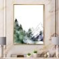 Winter Dark Blue Mountain Landscape with Trees III Canvas Wall Art Print