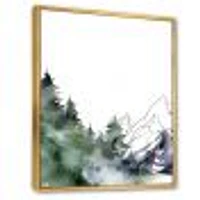 Winter Dark Blue Mountain Landscape with Trees III Canvas Wall Art Print