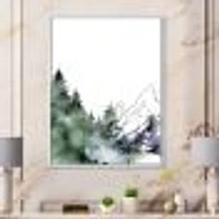 Winter Dark Blue Mountain Landscape with Trees III Canvas Wall Art Print