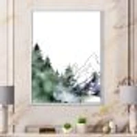 Winter Dark Blue Mountain Landscape with Trees III Canvas Wall Art Print