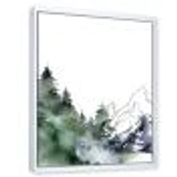 Winter Dark Blue Mountain Landscape with Trees III Canvas Wall Art Print