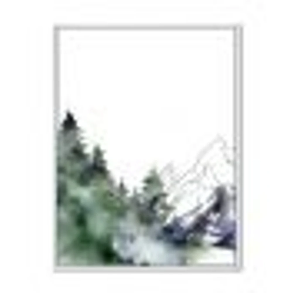 Winter Dark Blue Mountain Landscape with Trees III Canvas Wall Art Print