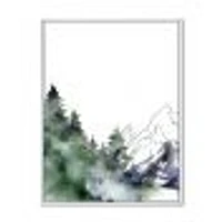 Winter Dark Blue Mountain Landscape with Trees III Canvas Wall Art Print
