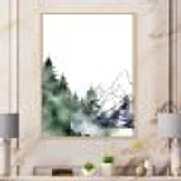 Winter Dark Blue Mountain Landscape with Trees III Canvas Wall Art Print