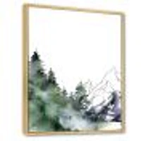 Winter Dark Blue Mountain Landscape with Trees III Canvas Wall Art Print