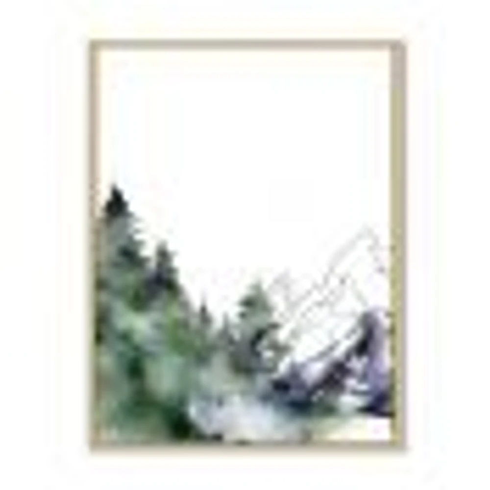 Winter Dark Blue Mountain Landscape with Trees III Canvas Wall Art Print