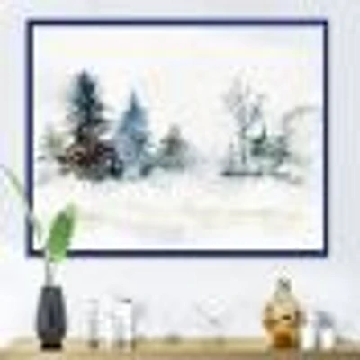 Christmas Minimalistic Forest Landscape and Snow Canvas Wall Art