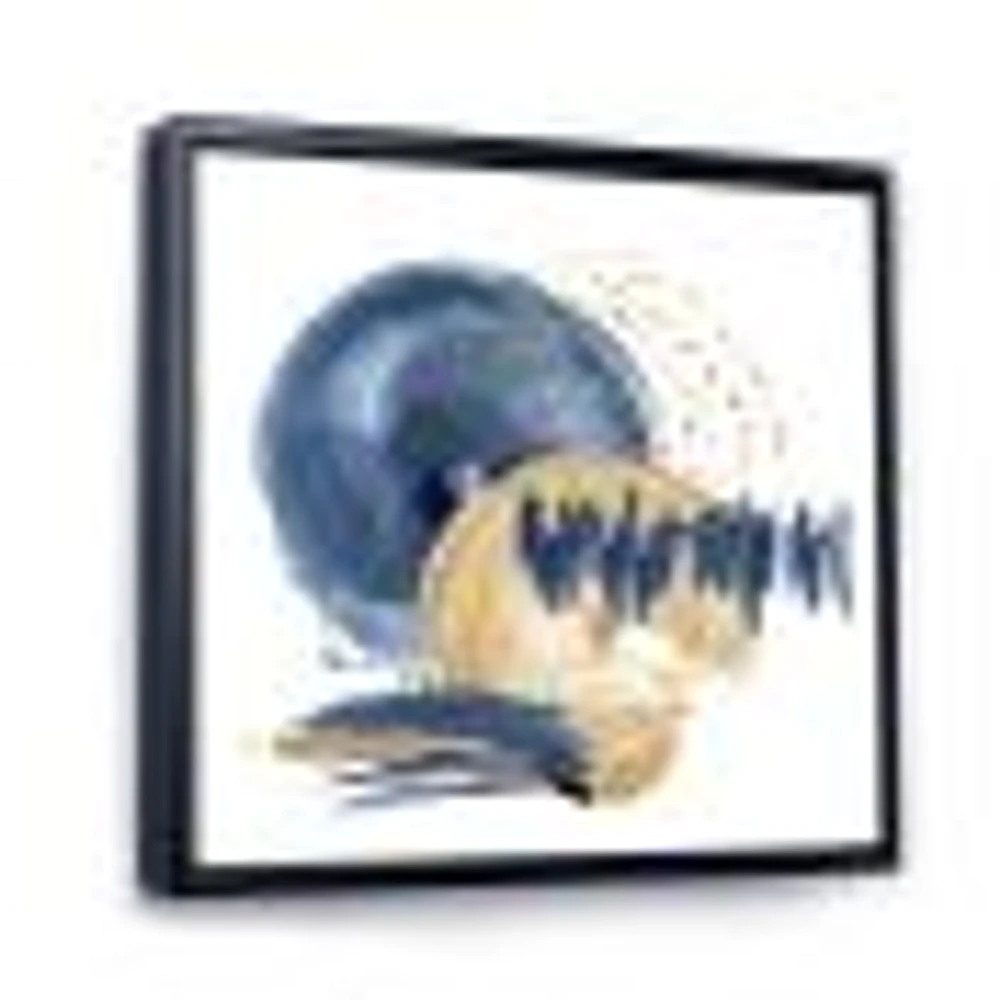 Dark Blue & Gold Abstract Circle Ocean Texture  Wall Art