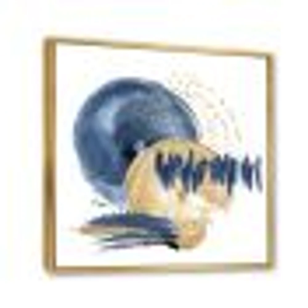 Dark Blue & Gold Abstract Circle Ocean Texture  Wall Art