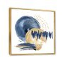 Dark Blue & Gold Abstract Circle Ocean Texture  Wall Art