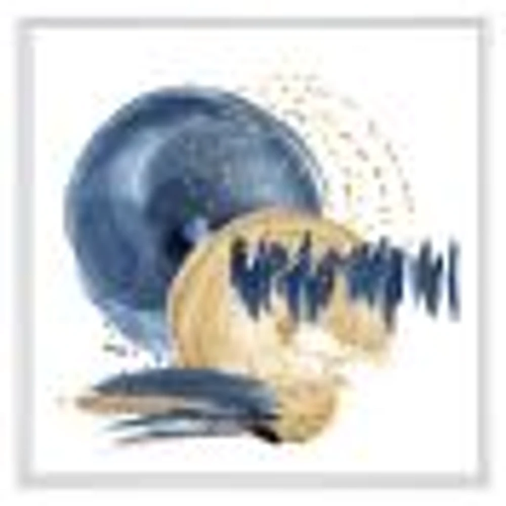 Dark Blue & Gold Abstract Circle Ocean Texture  Wall Art