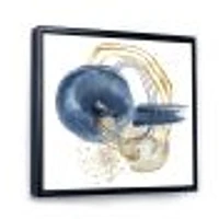 Abstract Dark Blue Gold & Black Underwater Life Canvas Wall Art Print