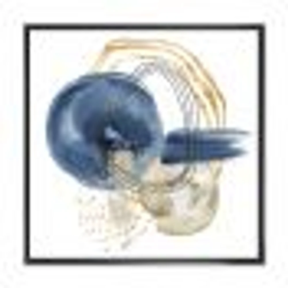 Abstract Dark Blue Gold & Black Underwater Life Canvas Wall Art Print